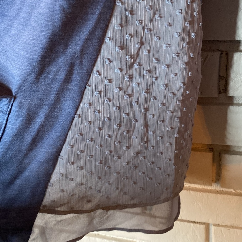 LOGO Lori Goldstein blue open front‎ cardigan Swiss dot detail - Picture 2 of 7